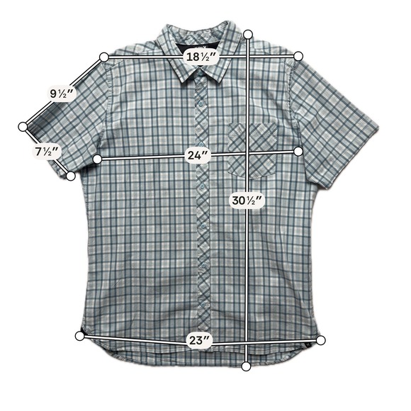 Hurley Plaid Shirt Mens XL Blue Stretch Button Up Surf Casual Short Sleeve - Picture 5 of 16